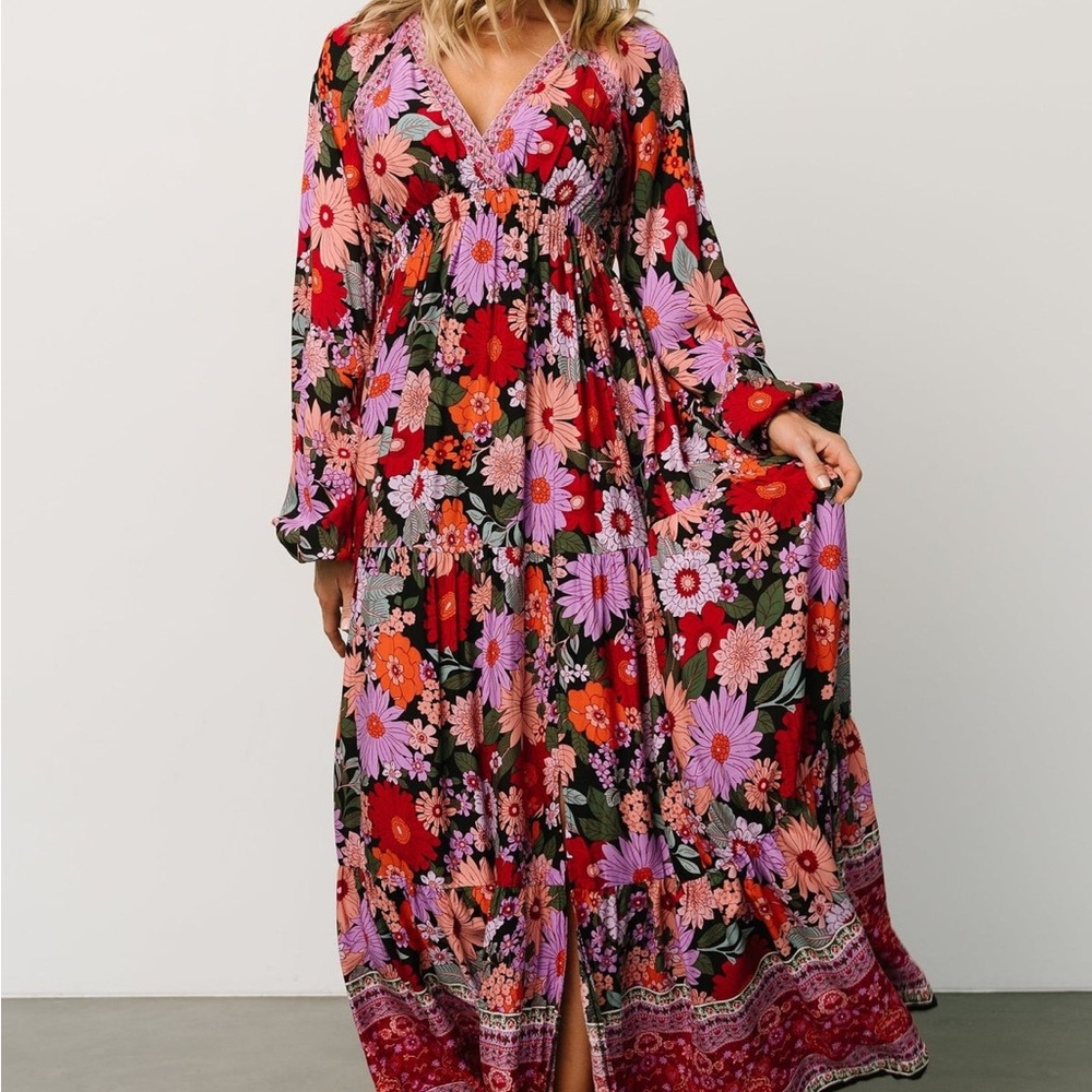 Baltic Born Red and Purple Floral Maxi Dress